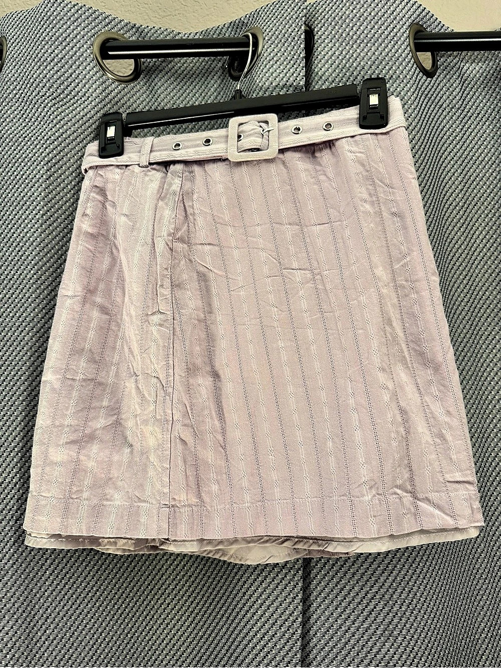 Lost & Wander Lilac Purple Striped Linen Style Mini Skirt- S